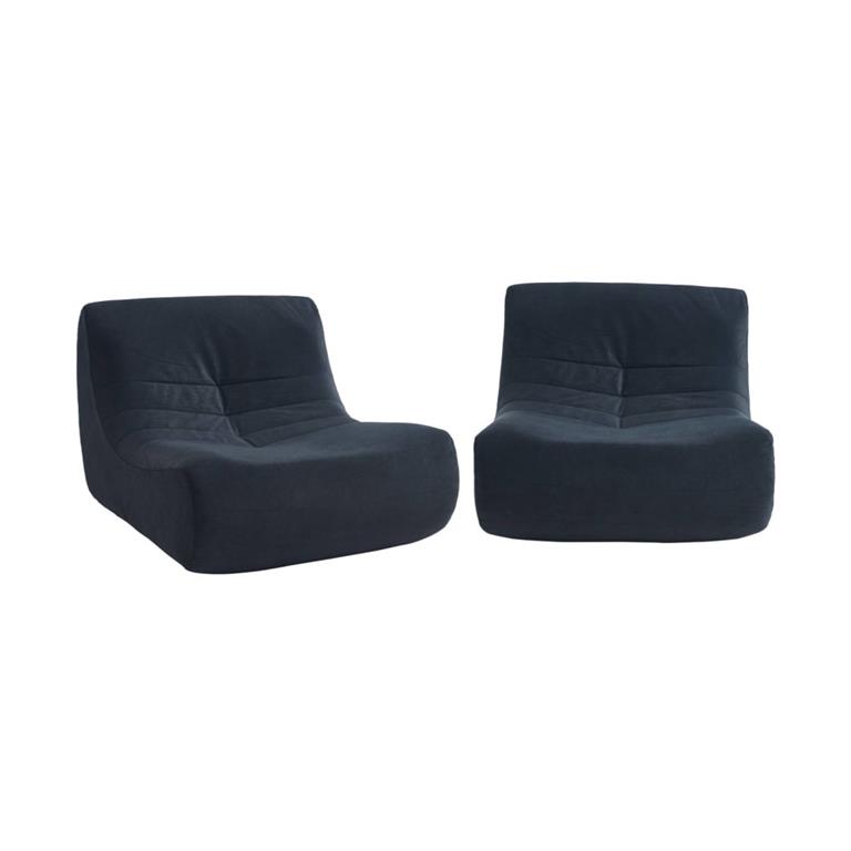 Chauffeuse velours 2 places bleu foncé