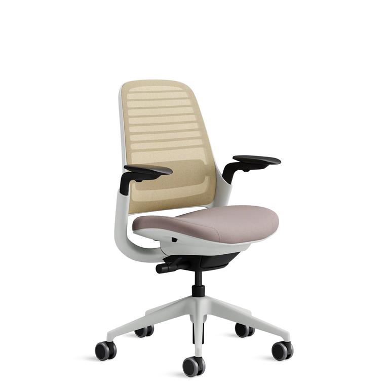 Chaise de bureau ergonomique en tissu beige 66 x 64 x 92