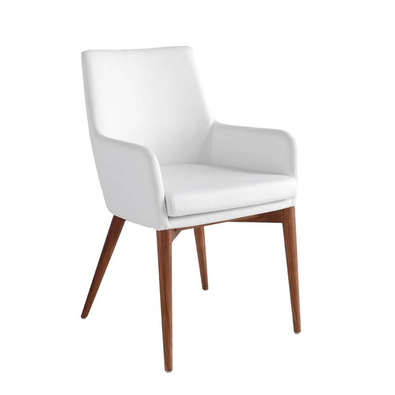 Chaise en simili cuir et effet bois noyer