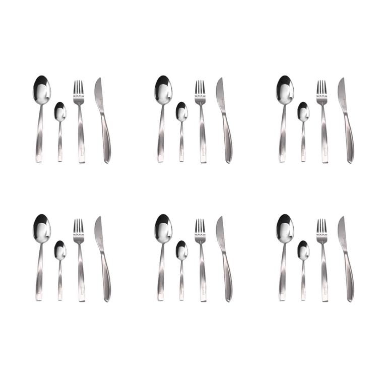 Ménagère 24 pièces en inox argent
