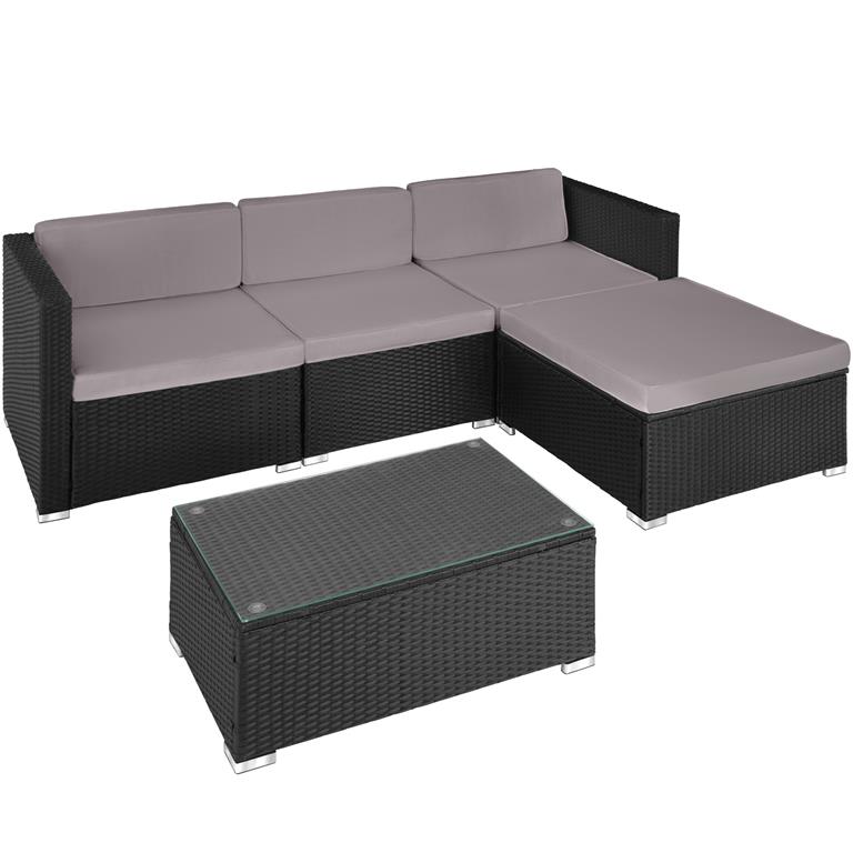 Salon de jardin FLORENCE 4 places noir/gris