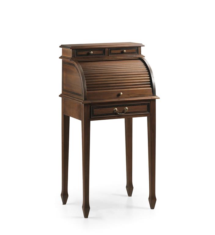 Petit bureau avec volet roulant en bois marron L 55 cm