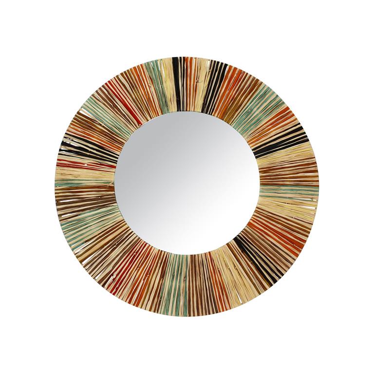 Miroir en raphia coloré 70cm