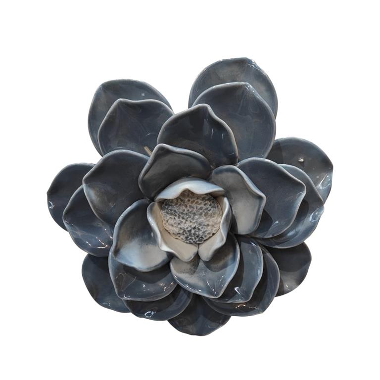 Déco murale fleur céramique bleu 20