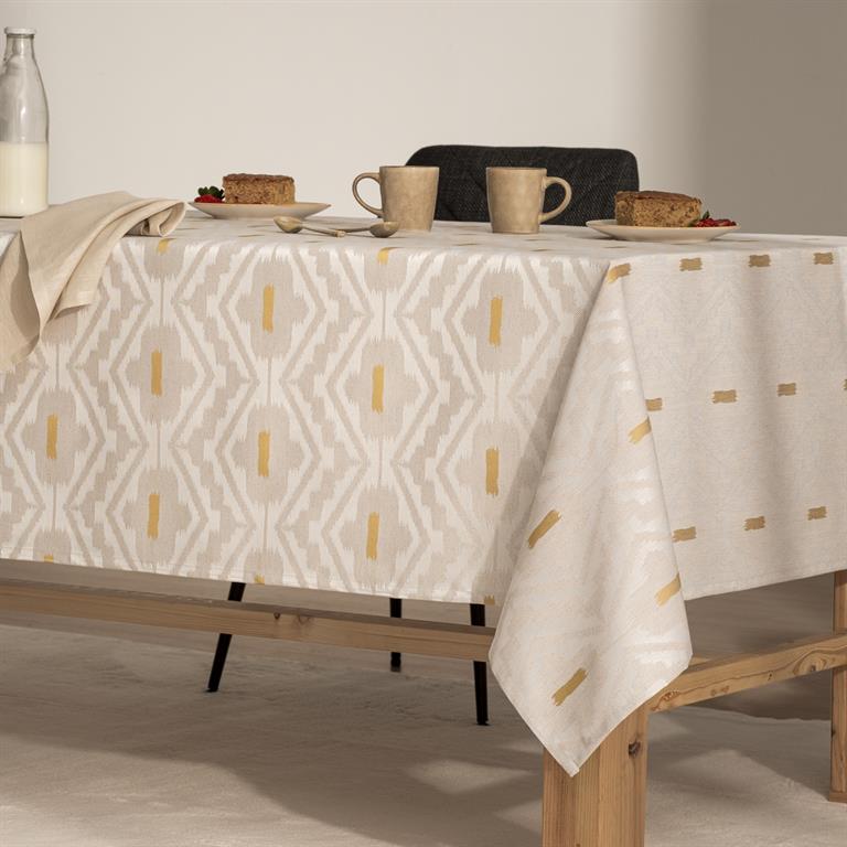Nappe imprimée toucher tissu et traitement antitache  140x300 cm