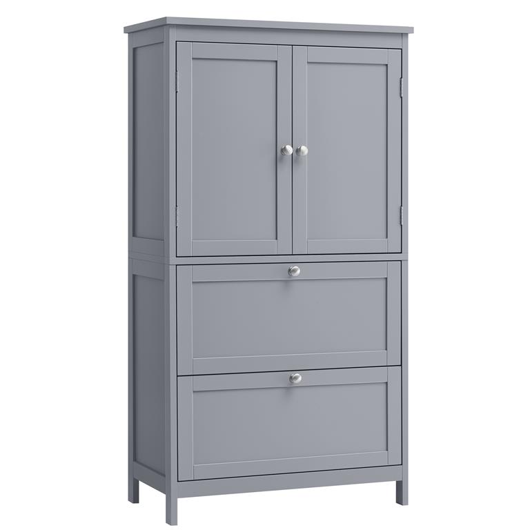 Armoire de salle de bain avec 2 tiroirs et 2 portes gris tourterelle