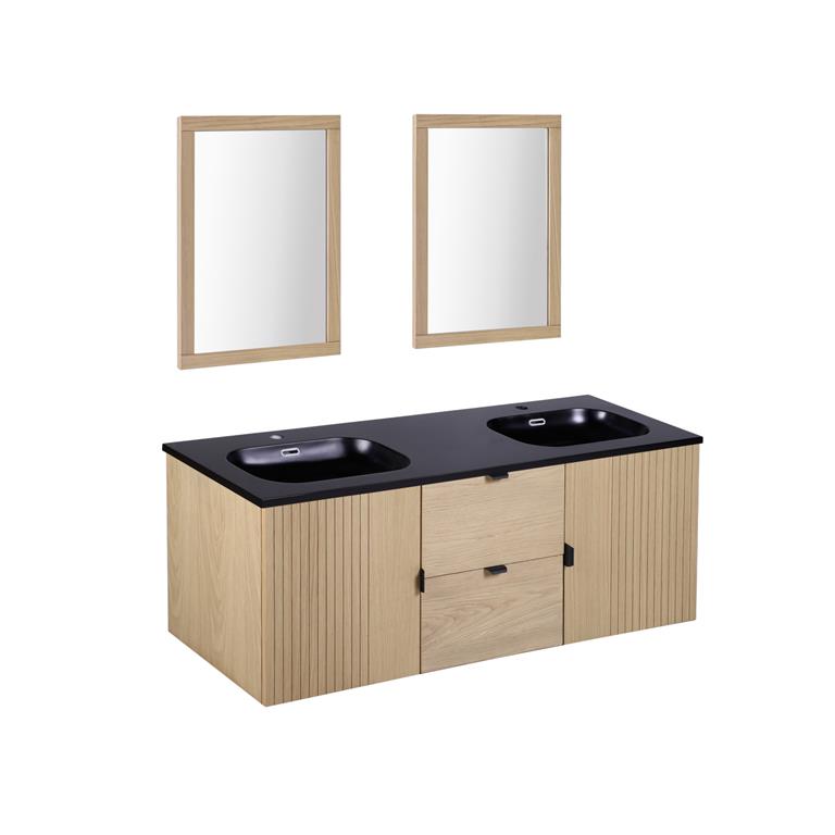 Meuble double vasque 140cm chêne  suspendu 