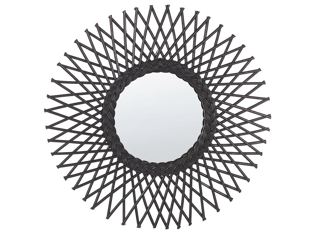 Miroir en rotin noir 60x60