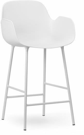 Chaise de bar avec accoudoirs en acier et pp blanc 65 cm