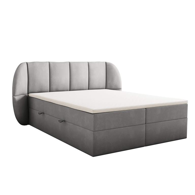 Ensemble sommier et matelas en velours gris 160x200