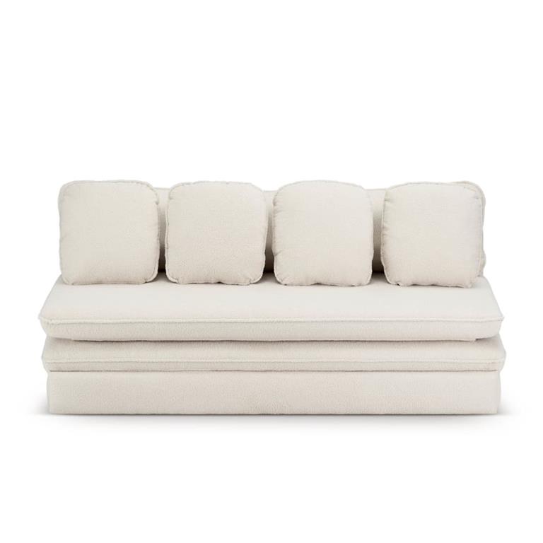 Banquette en tissu bouclette 3 places ecru