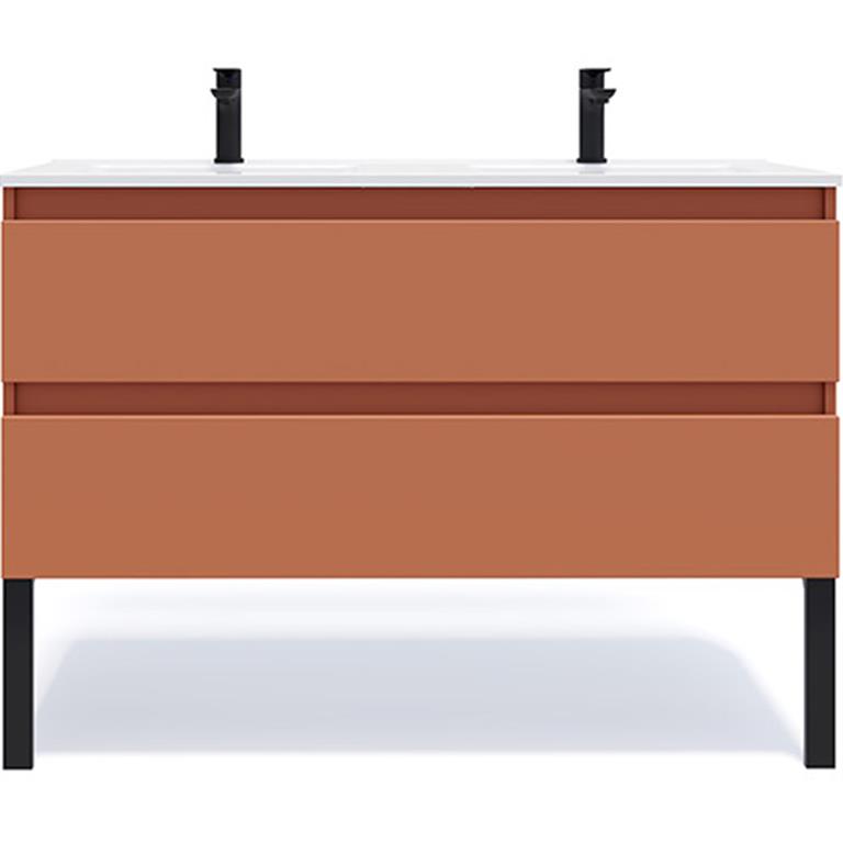 Meuble salle de bain double vasque 120cm 2 tiroirs Terracotta