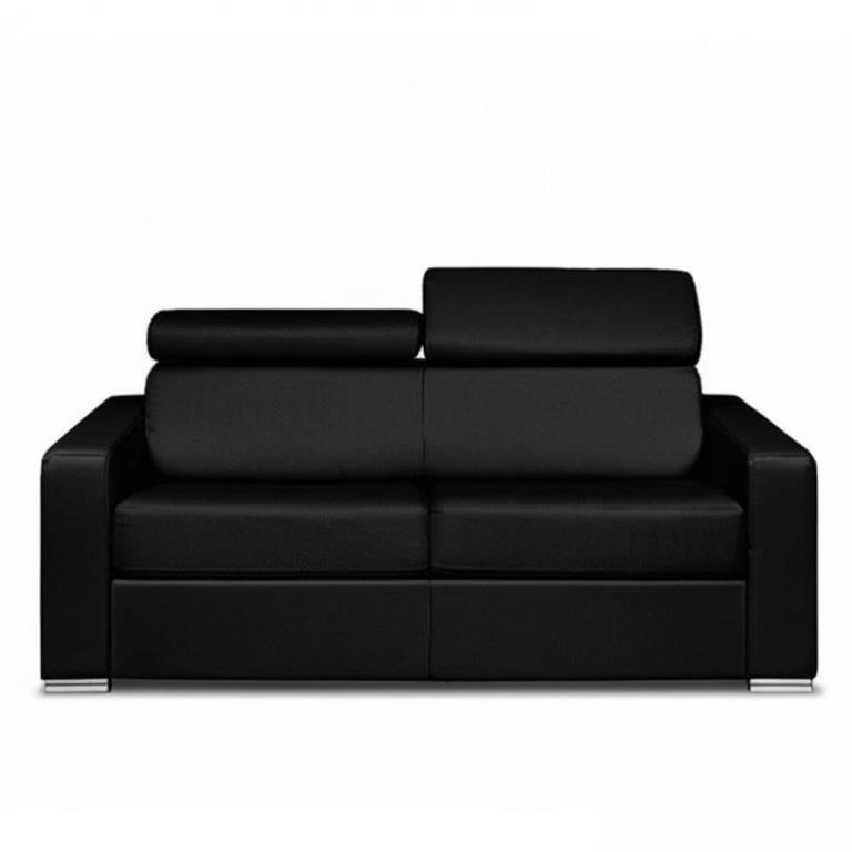 Canapé EXPRESS SIDNEY DELUXE 160 cm cuir vachette noir matelas 16 cm