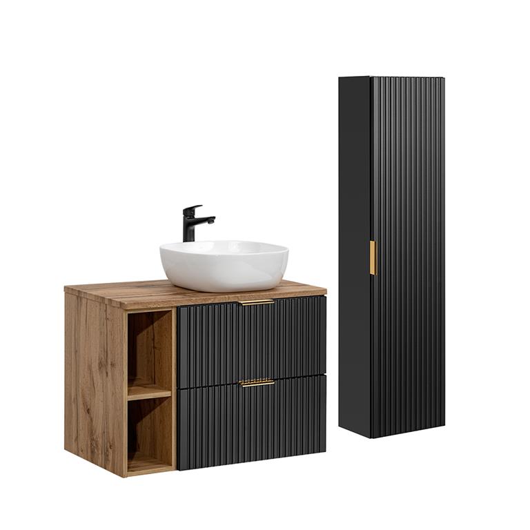 Ensemble meuble vasque colonne stratifiés noir