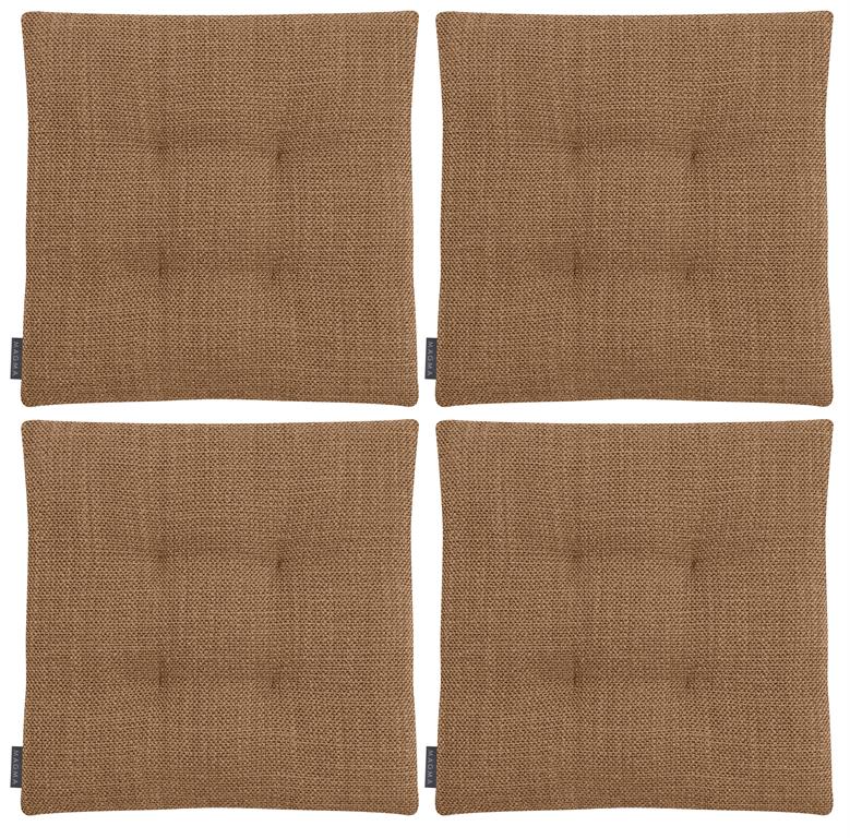 Galettes de chaises carrées caramel bi-matière-Lot de 4 - 42x42cm