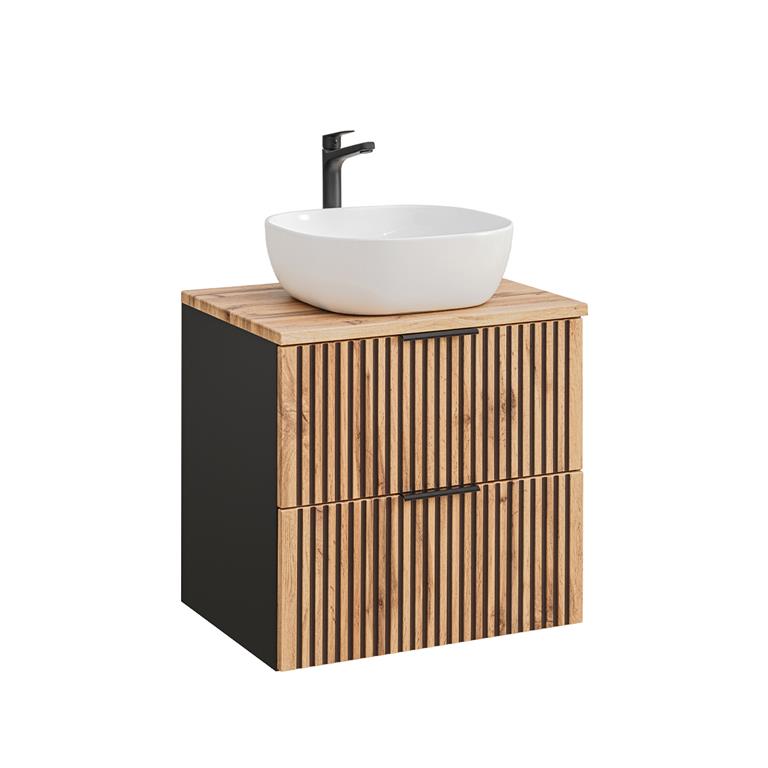 Meuble vasque stratifiés beige noir