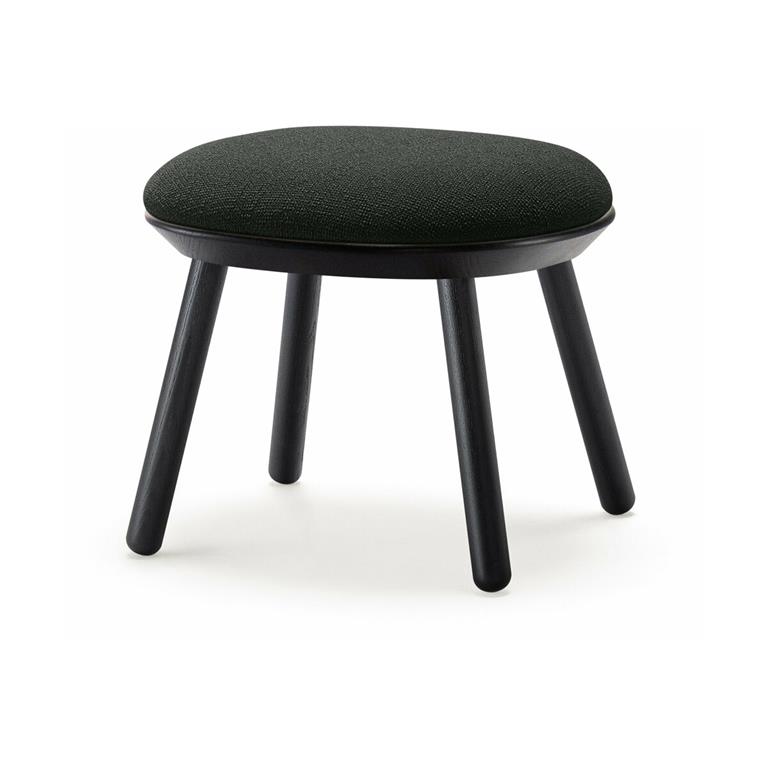 Tabouret en frêne et tissu noir Naïve - Emko
