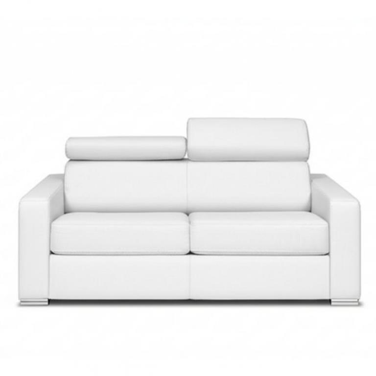 Canapé EXPRESS SIDNEY DELUXE 140 cm lattes cuir vachette blanc matelas 16 cm