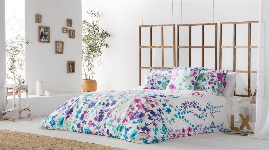 Housse de couette imprimé en percale coton multicolore 220x220 cm