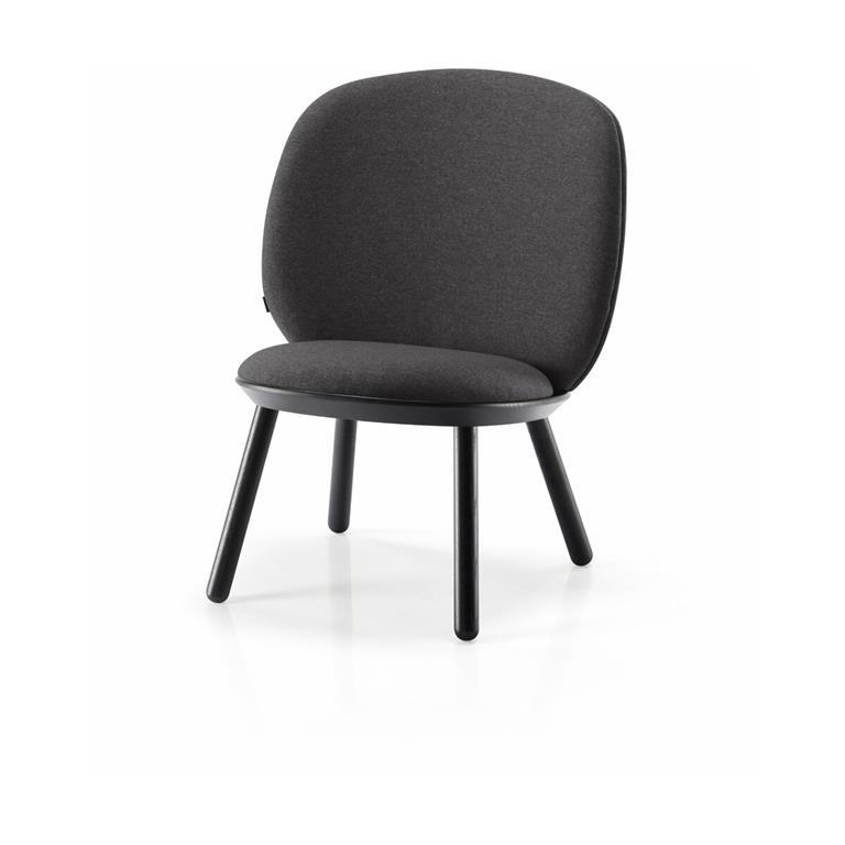 Fauteuil en frêne noir et tissu gris Naïve - Emko