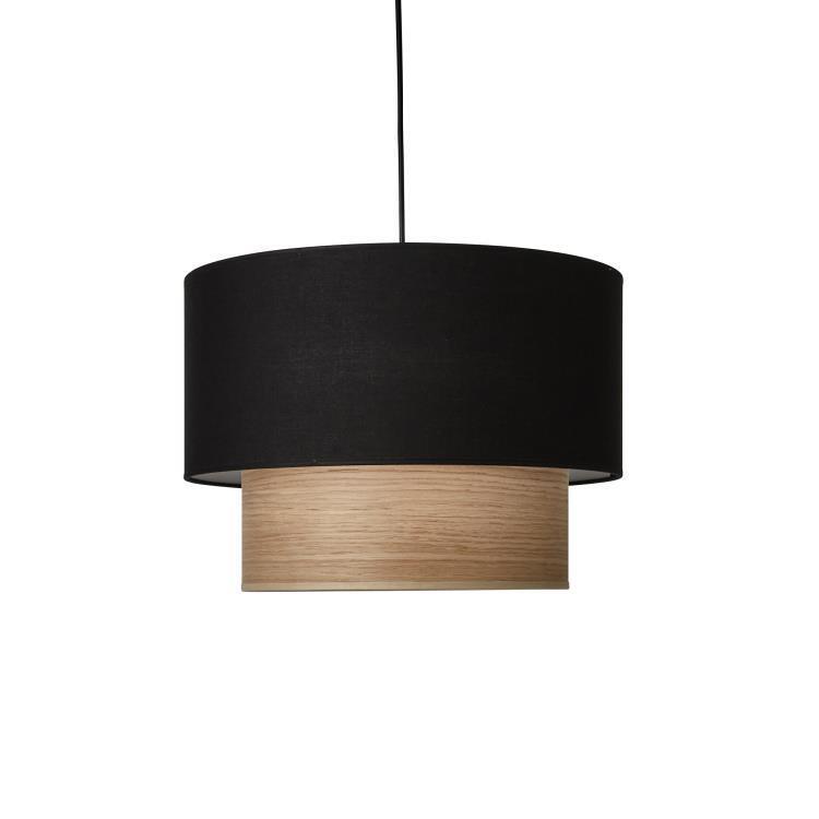 Suspension bi-matières coton lin diamètre 40cm noir