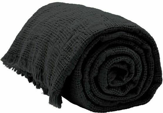 Jeté de lit gaufré noir 280 x 240 cm Hilda - By Nord