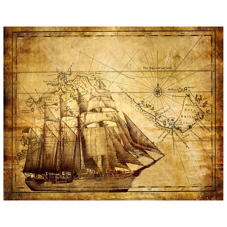 Tableau impression sur toile carte ancienne 80x100cm