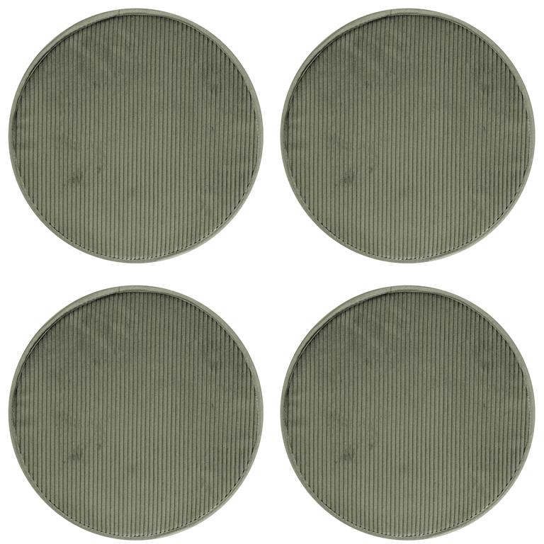 Galettes de chaise velours rondes vertes -lot de 4-?35