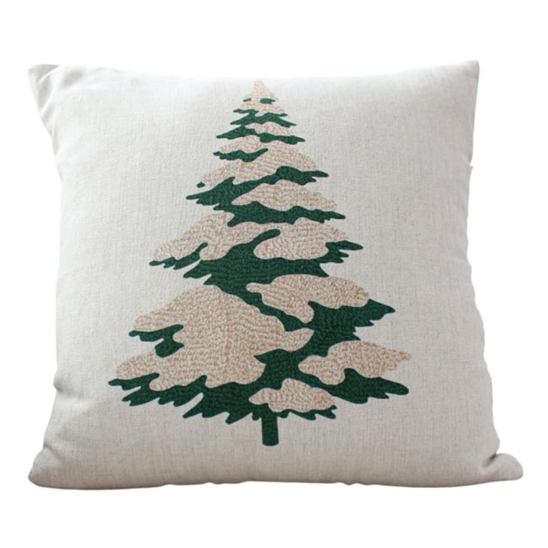 Coussin déhoussable 40 x 40 cm motif sapin imprimé