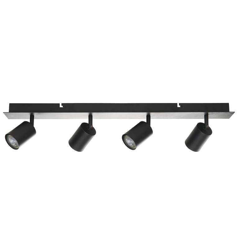 Spot à 4 lumières réglable métal noir
