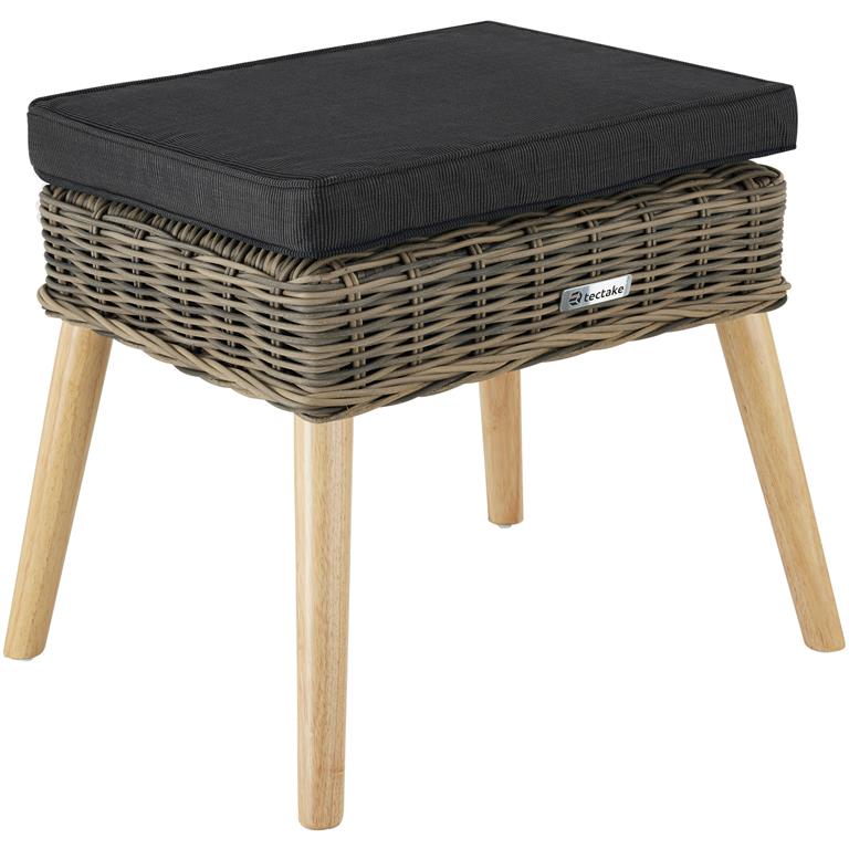 Tabouret repose-pieds aspect naturel cadre en aluminium marron naturel