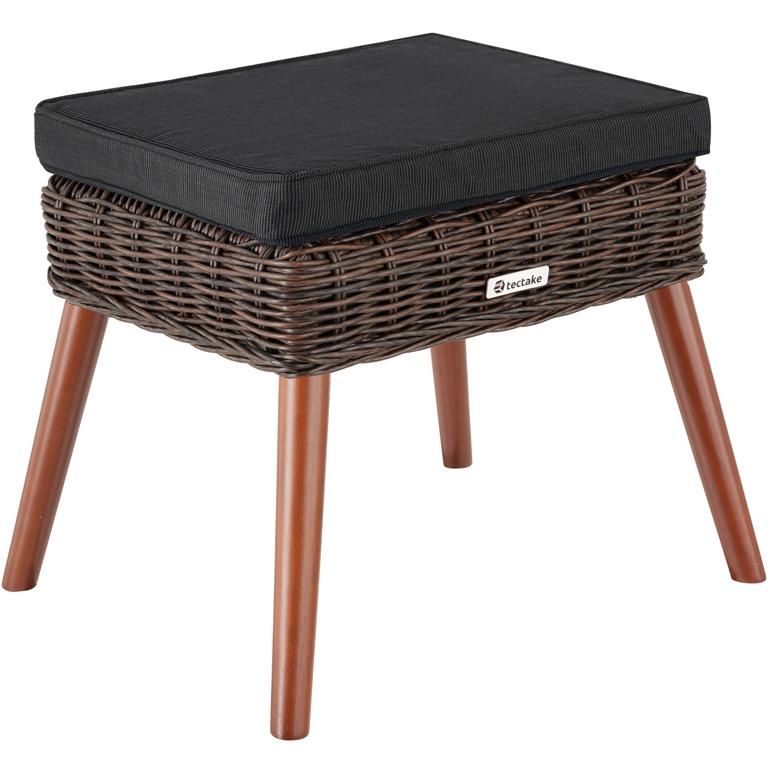 Tabouret repose-pieds aspect naturel avec cadre en aluminium marron