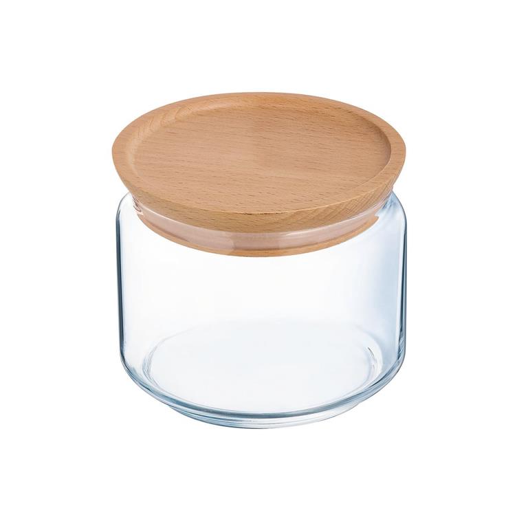 Bocal en verre couvercle bois 0