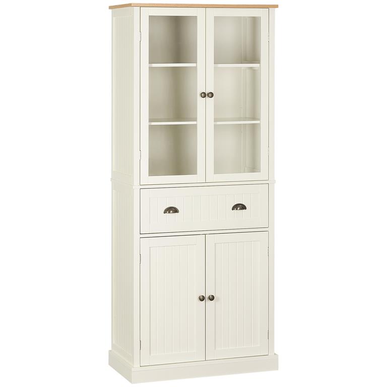 Cette jolie armoire de cuisine coloris crème avec poignées boutons, coquilles métal laiton vieilli ajoutera une touche d'élégance supplémentaire à votre intérieur. Disposant de nombreux rangements haut et bas (2 ...