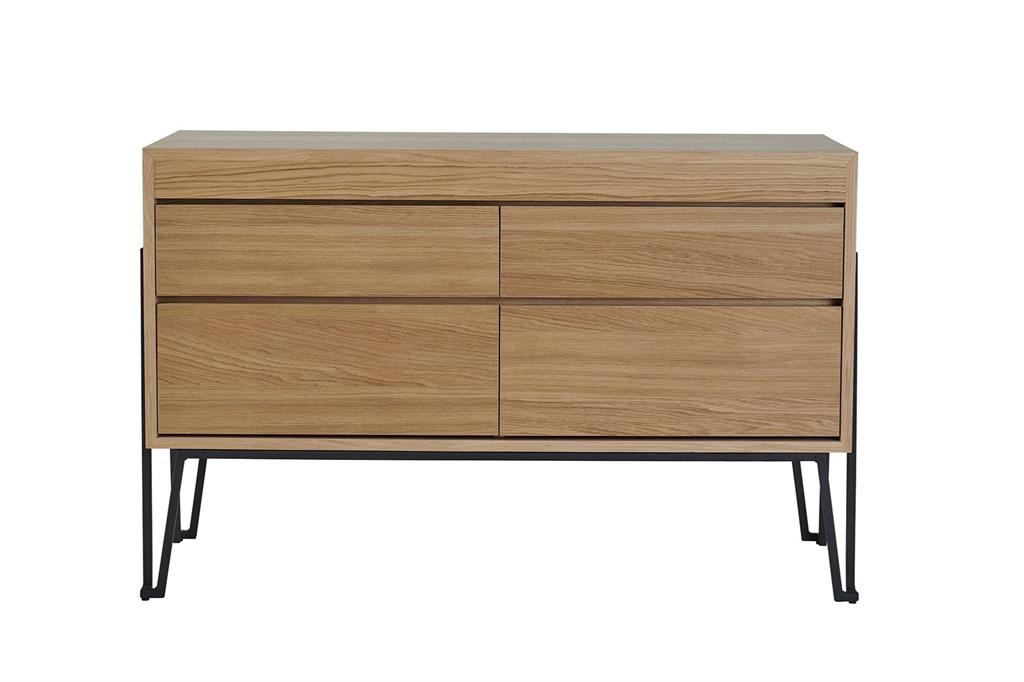 Meuble sous vasque en bois et métal 4 tiroirs L120