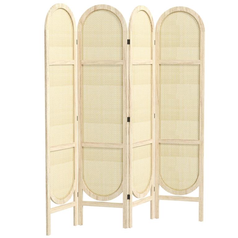 Paravent interieur 4 panneaux bois naturel