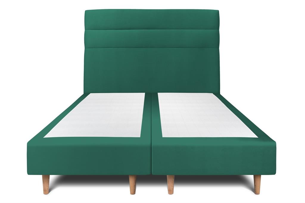 Lit avec tête de lit lignes velours et sommier tapissier  Vert 2x90x20