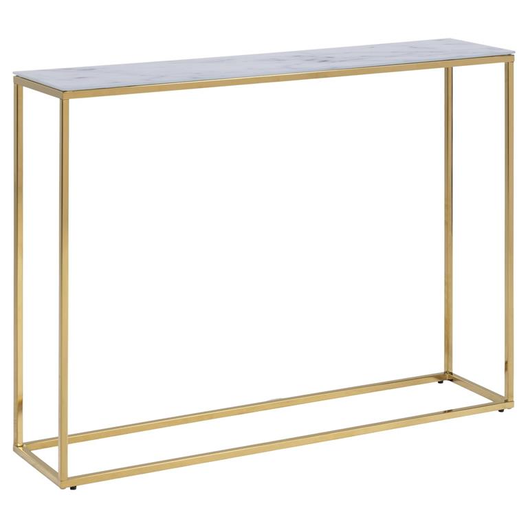 Console d'entrée en métal et verre blanc
