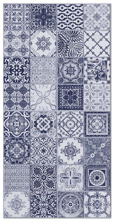 Tapis vinyle carreaux ciments nijar bleu 80x200cm