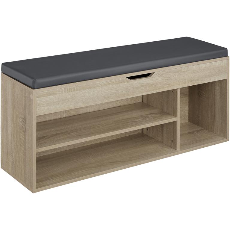 Banc à chaussures 9 paires avec Assise rembourrée Bois clair
