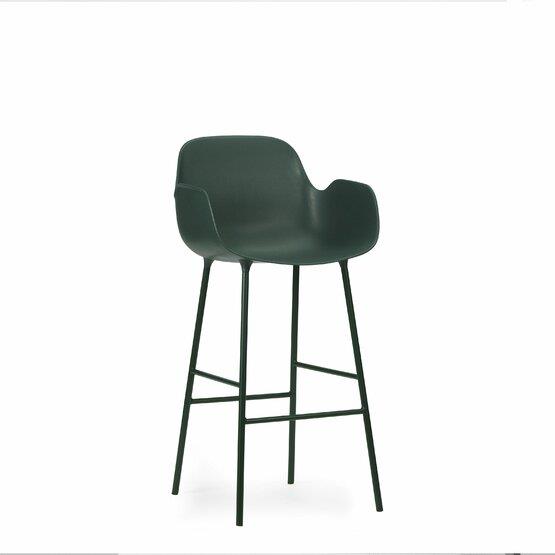 Chaise de bar avec accoudoirs en acier et pp vert 75 cm