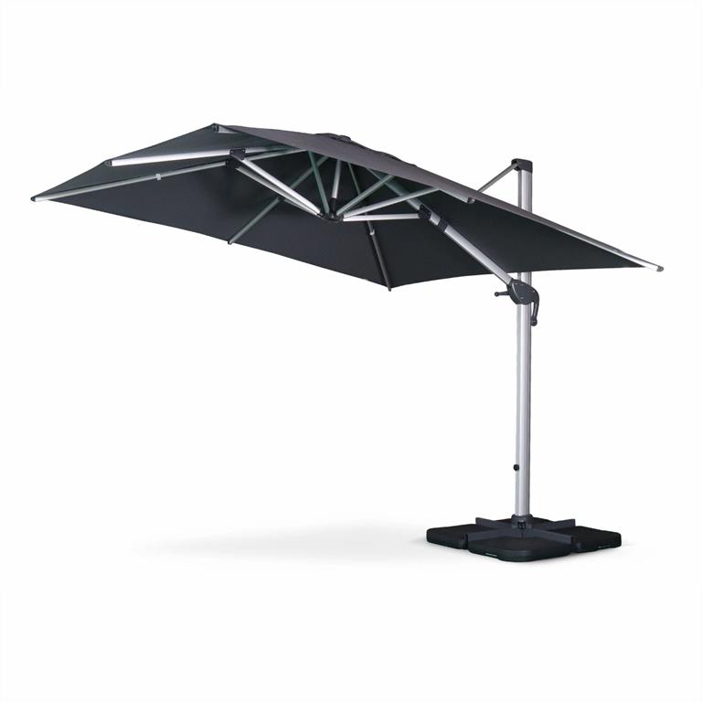 Parasol déporté en aluminium et toile en agora anthracite 3x3m