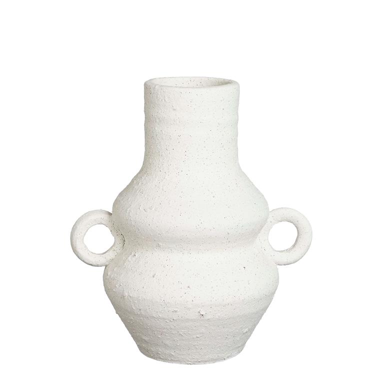 Pot en terre cuite blanc cassé D19