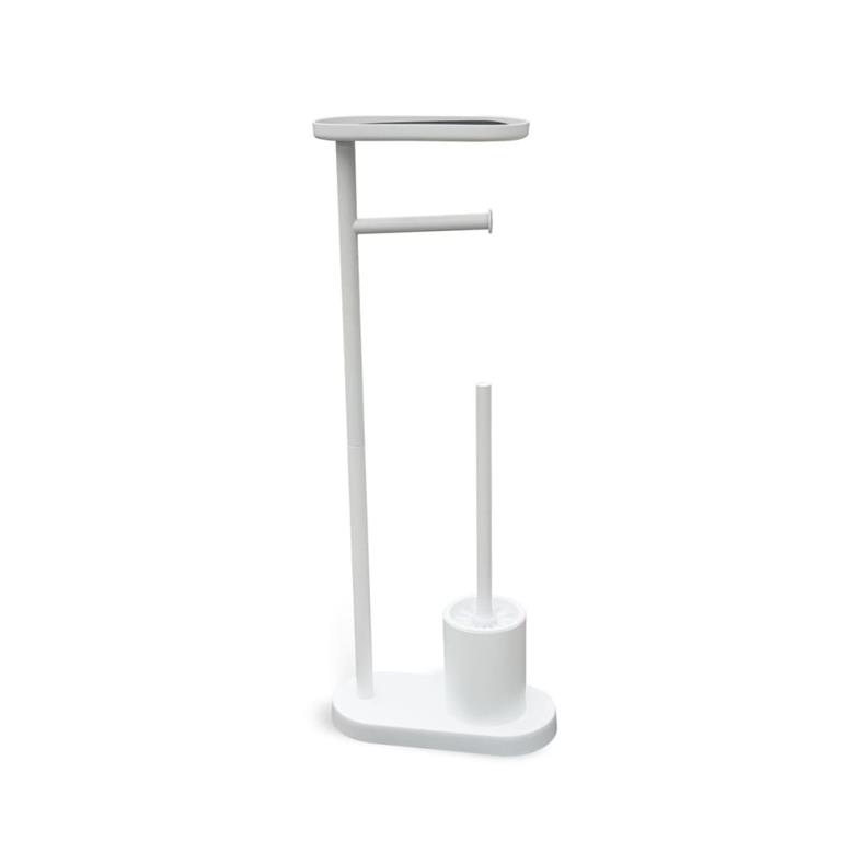 Ensemble dérouleur brosse WC et repose téléphone métal  26x68cm