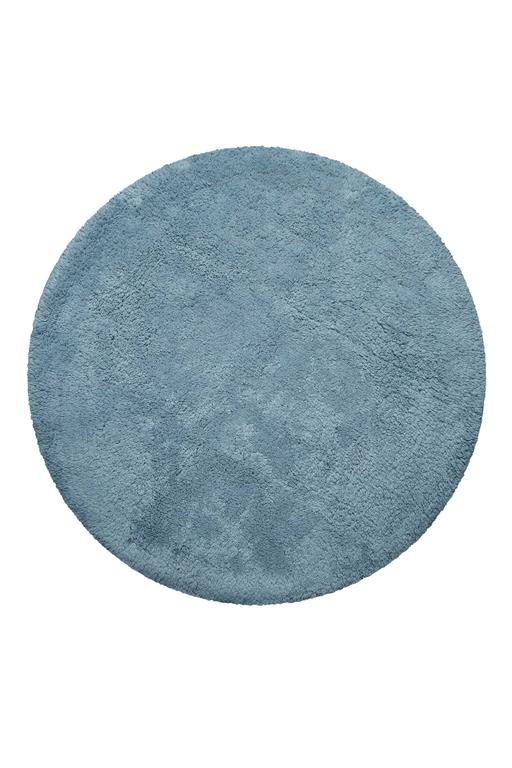 Tapis de bain rond doux bleu coton 90 rd