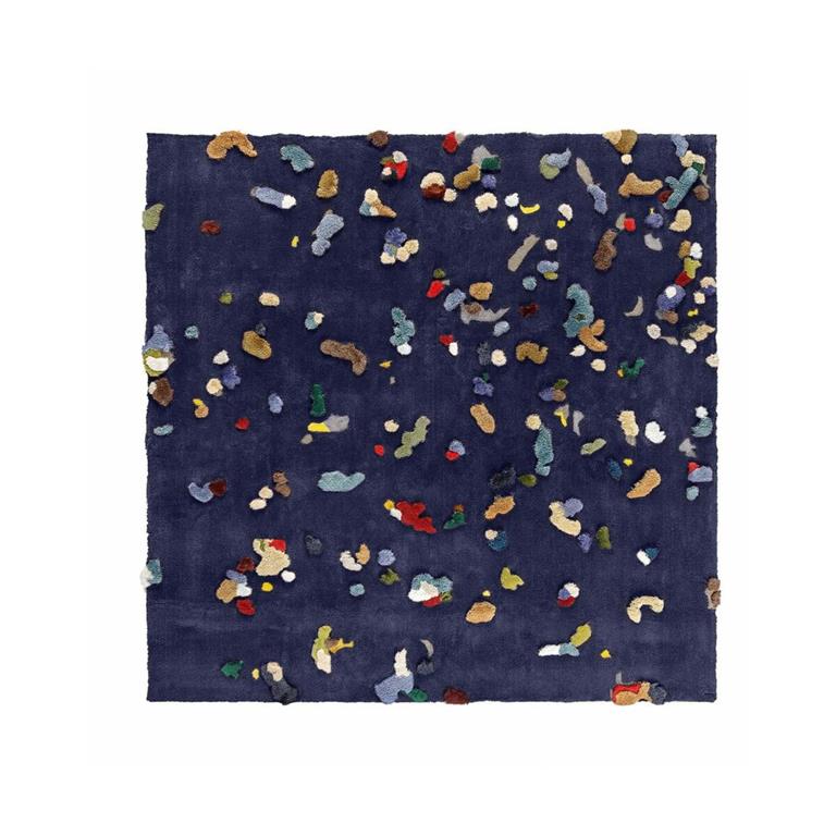 Tapis en lin bleu 250cm Chaos - Emko