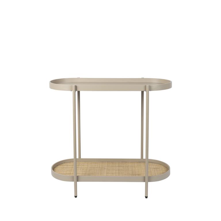 Console aux bords arrondies en bois et métal - Beige