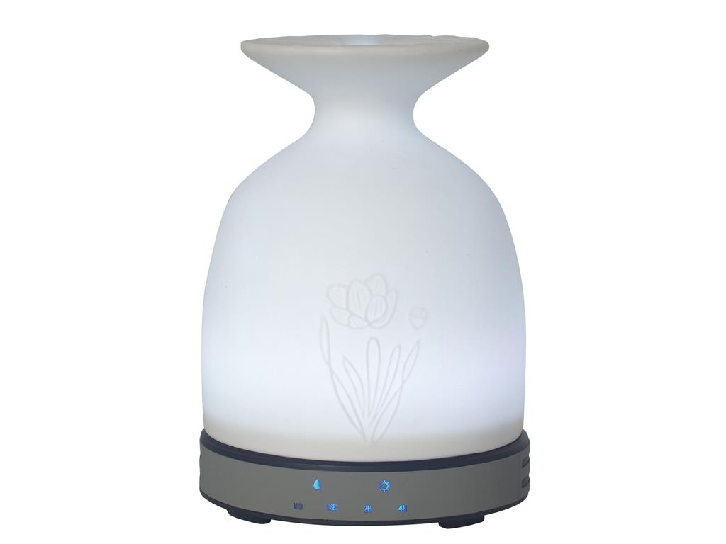 Diffuseur d'arômes par ultrasons 12W avec LED en verre blanc