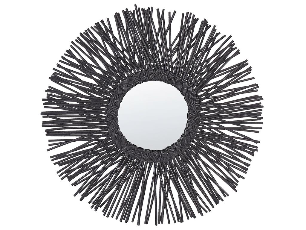 Miroir en rotin noir 60x60