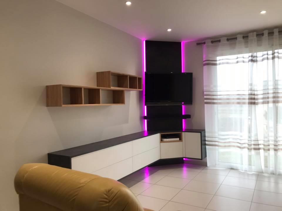 Meuble tv angle avec support et leds